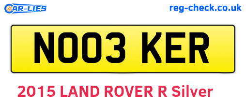NO03KER are the vehicle registration plates.