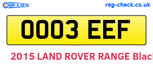 OO03EEF are the vehicle registration plates.