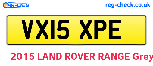 VX15XPE are the vehicle registration plates.