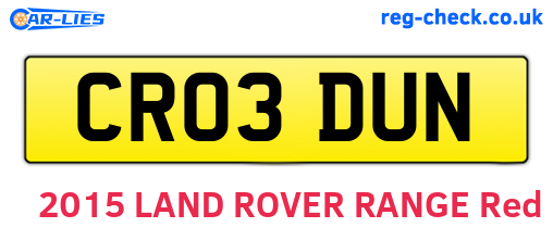 CR03DUN are the vehicle registration plates.