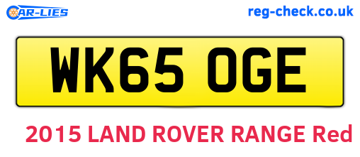 WK65OGE are the vehicle registration plates.