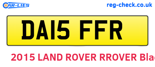 DA15FFR are the vehicle registration plates.