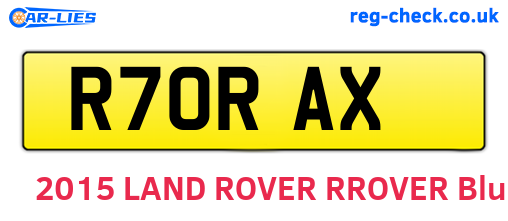 R70RAX are the vehicle registration plates.