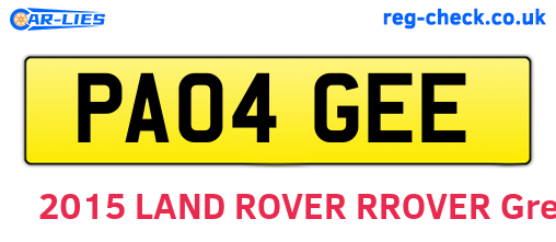 PA04GEE are the vehicle registration plates.