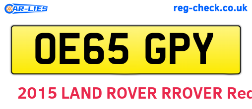 OE65GPY are the vehicle registration plates.