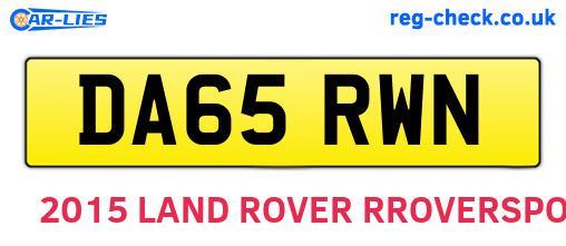 DA65RWN are the vehicle registration plates.