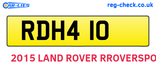 RDH410 are the vehicle registration plates.