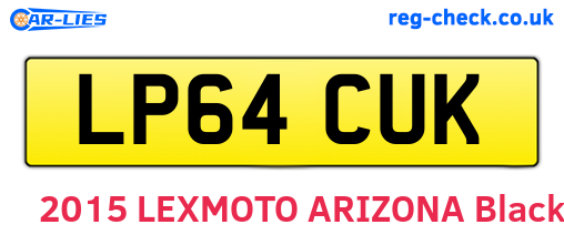 LP64CUK are the vehicle registration plates.