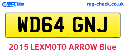 WD64GNJ are the vehicle registration plates.