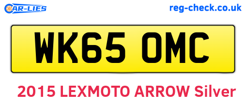 WK65OMC are the vehicle registration plates.