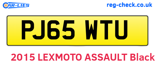 PJ65WTU are the vehicle registration plates.