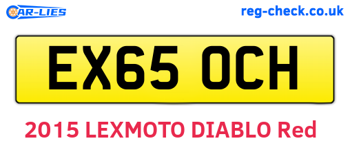 EX65OCH are the vehicle registration plates.