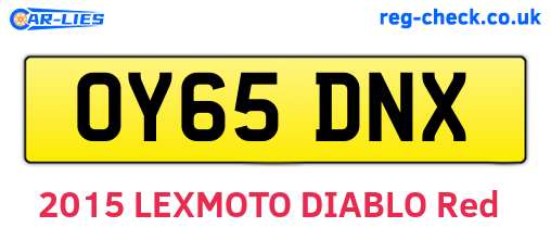 OY65DNX are the vehicle registration plates.
