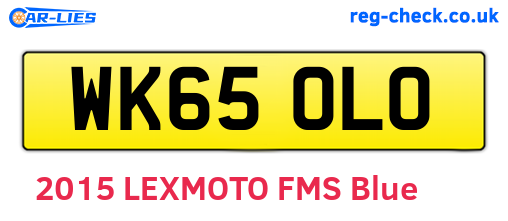WK65OLO are the vehicle registration plates.