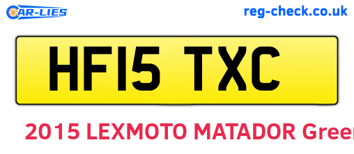 HF15TXC are the vehicle registration plates.