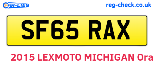 SF65RAX are the vehicle registration plates.