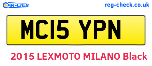 MC15YPN are the vehicle registration plates.