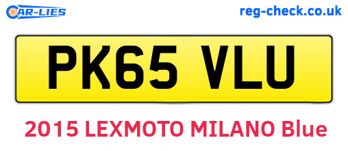 PK65VLU are the vehicle registration plates.