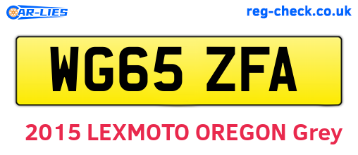 WG65ZFA are the vehicle registration plates.