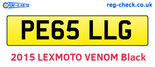 PE65LLG are the vehicle registration plates.