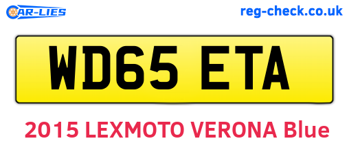 WD65ETA are the vehicle registration plates.