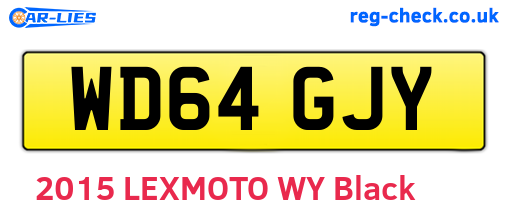 WD64GJY are the vehicle registration plates.