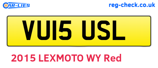 VU15USL are the vehicle registration plates.