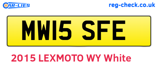 MW15SFE are the vehicle registration plates.