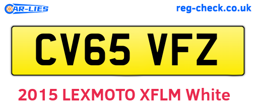 CV65VFZ are the vehicle registration plates.