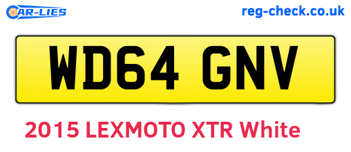 WD64GNV are the vehicle registration plates.
