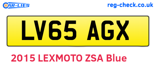 LV65AGX are the vehicle registration plates.