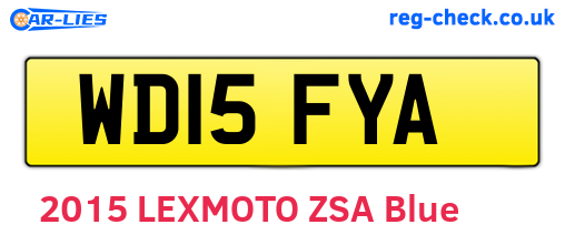 WD15FYA are the vehicle registration plates.
