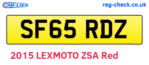 SF65RDZ are the vehicle registration plates.