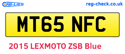 MT65NFC are the vehicle registration plates.