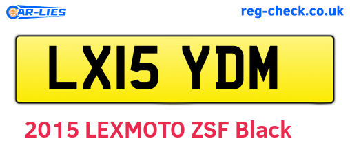 LX15YDM are the vehicle registration plates.