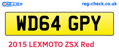 WD64GPY are the vehicle registration plates.