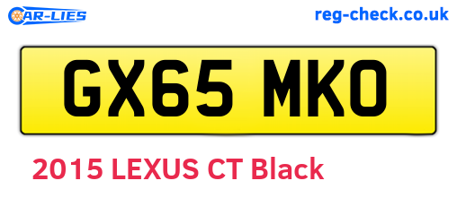 GX65MKO are the vehicle registration plates.