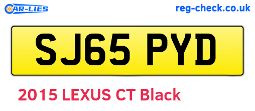 SJ65PYD are the vehicle registration plates.