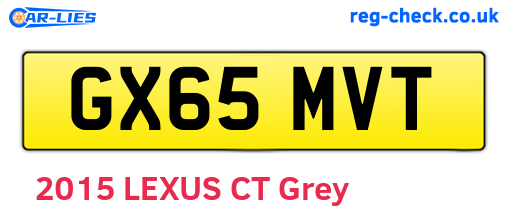 GX65MVT are the vehicle registration plates.