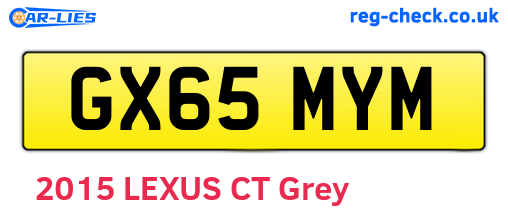 GX65MYM are the vehicle registration plates.