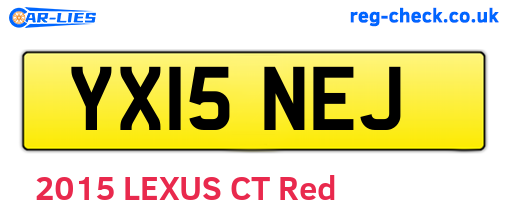 YX15NEJ are the vehicle registration plates.