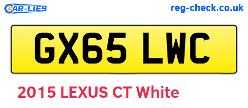 GX65LWC are the vehicle registration plates.