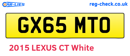 GX65MTO are the vehicle registration plates.