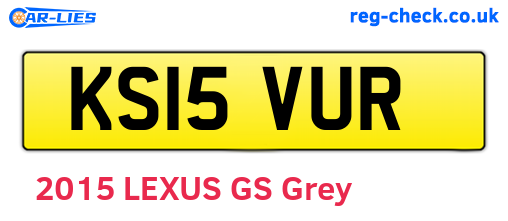 KS15VUR are the vehicle registration plates.