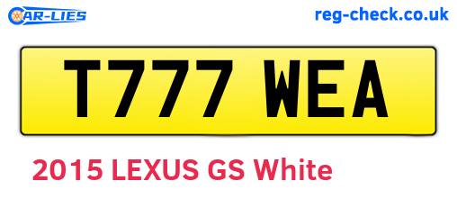 T777WEA are the vehicle registration plates.