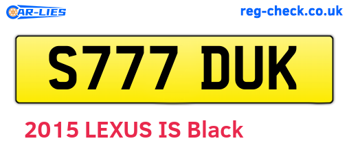 S777DUK are the vehicle registration plates.