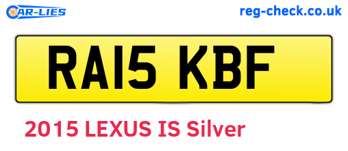 RA15KBF are the vehicle registration plates.