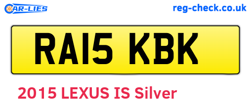 RA15KBK are the vehicle registration plates.