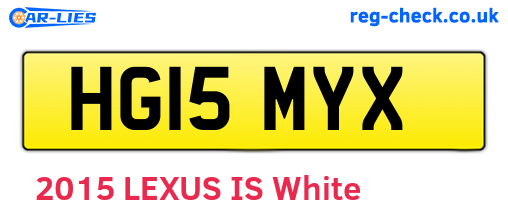 HG15MYX are the vehicle registration plates.