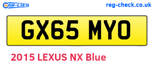 GX65MYO are the vehicle registration plates.